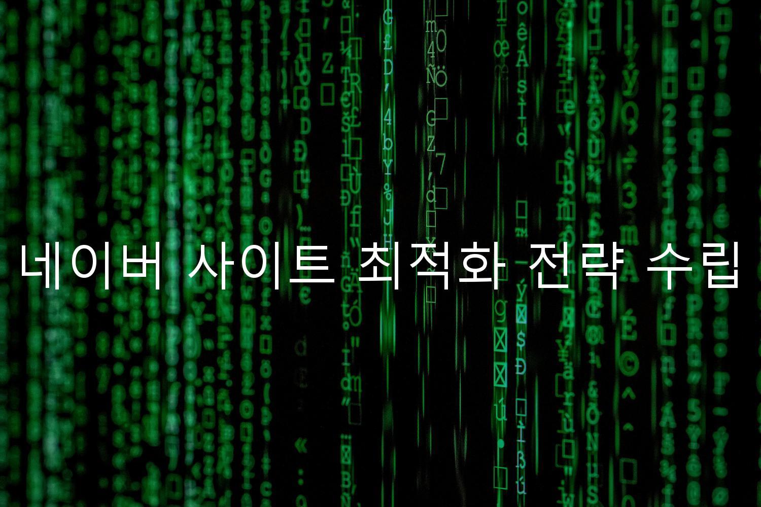 네이버 사이트 최적화 전략 수립